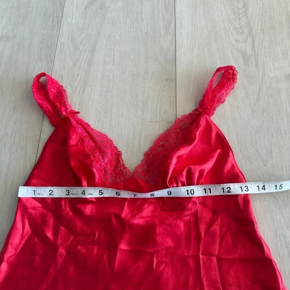 Victoria secret red satin slip dress size s